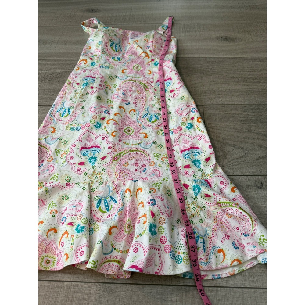 Karin Stevens Y2K Paisley Cotton Sundress Pink Floral Ruffle Hem Size 10 - Picture 8 of 8